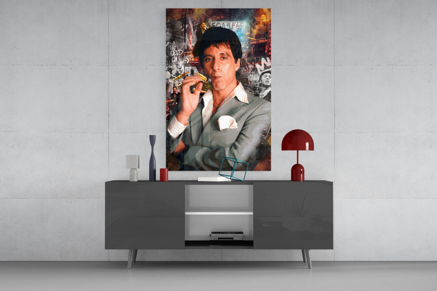 Miami Crime Boss Glass Wall Art || Designer Collection