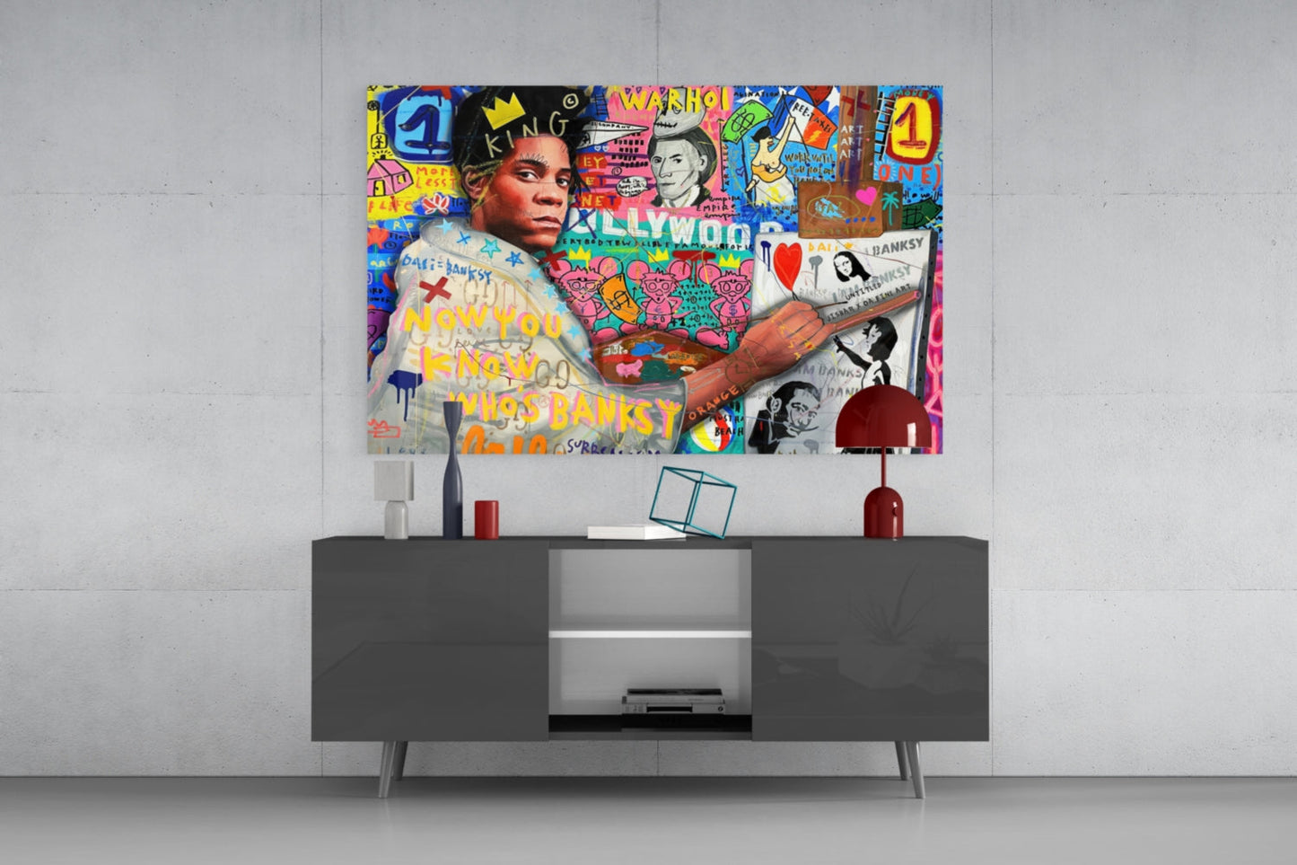 Stencil Crown Graffiti Glass Wall Art || Designer Collection