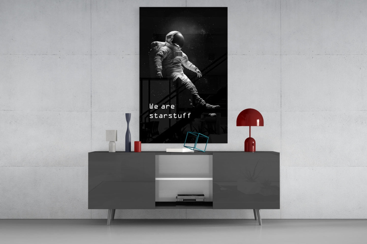 Starstuff Quote Floating Astronaut Glass Wall Art