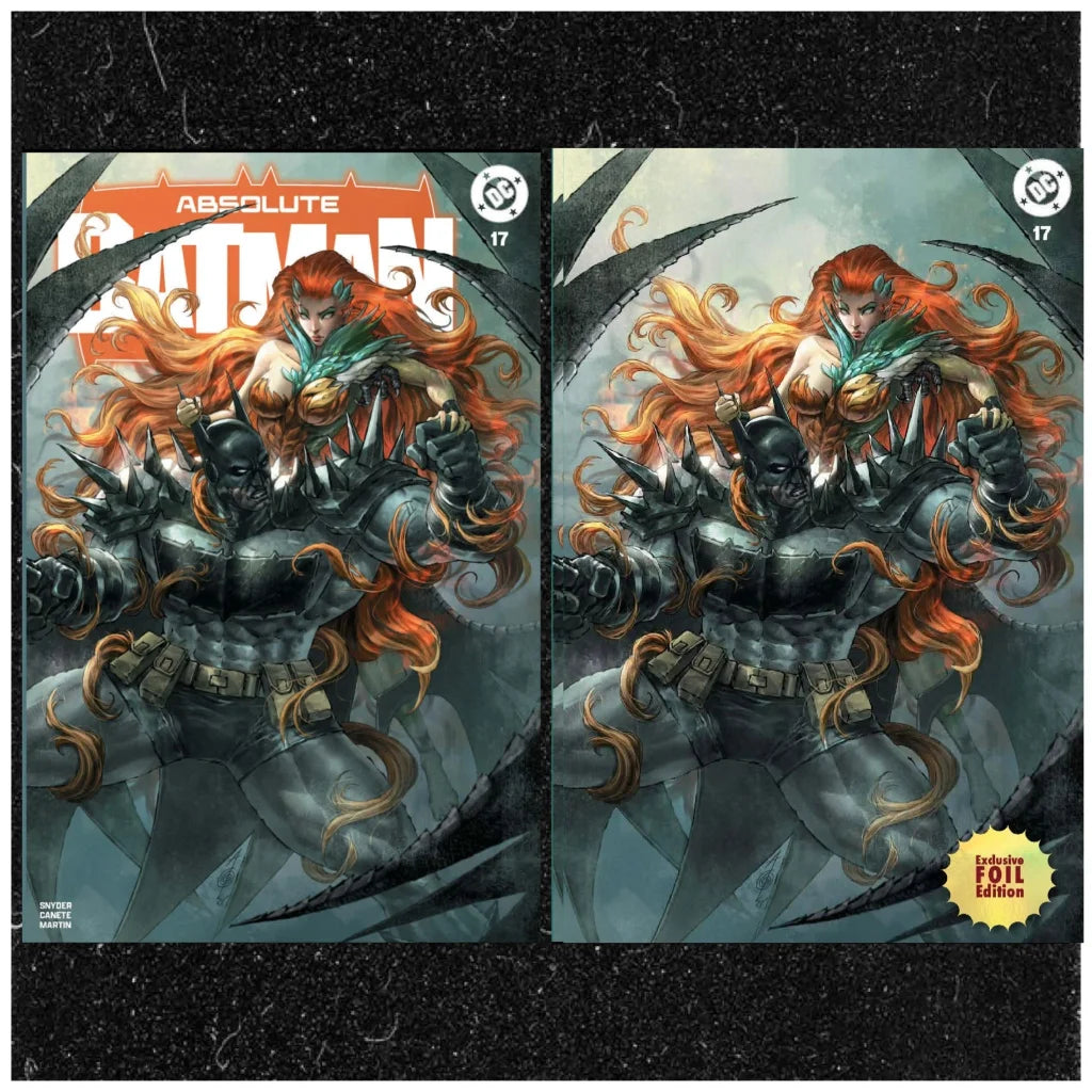 Exclusive foil Absolute Batman #17 with Batman vs Poison Ivy in combat gear