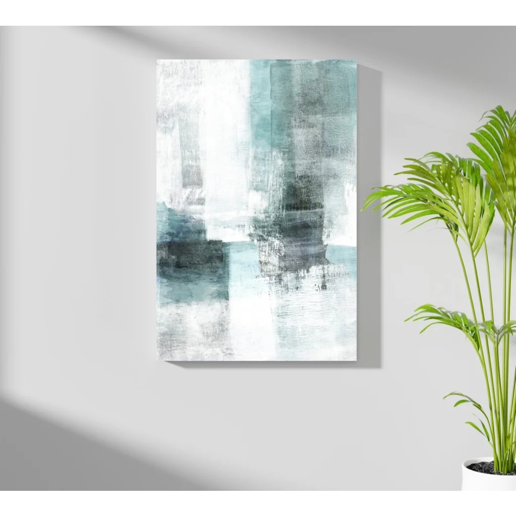 Stunning teal abstract Insigne aluminum print with textured brushstrokes