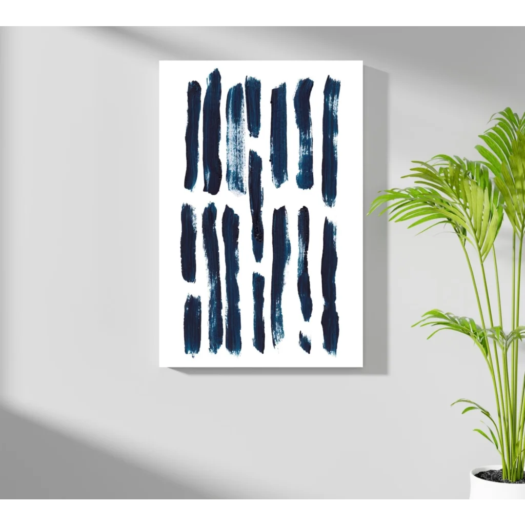Modern navy blue brushstroke insigne aluminum print for homes