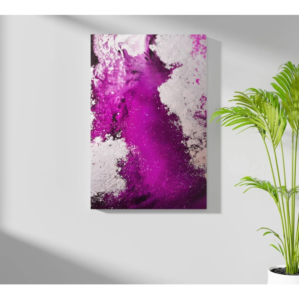 Vibrant magenta and white abstract on insigne aluminum prints