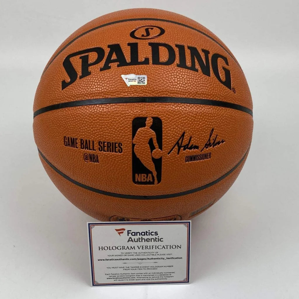 Orange Spalding NBA basketball signed by Adam Silver with authentication