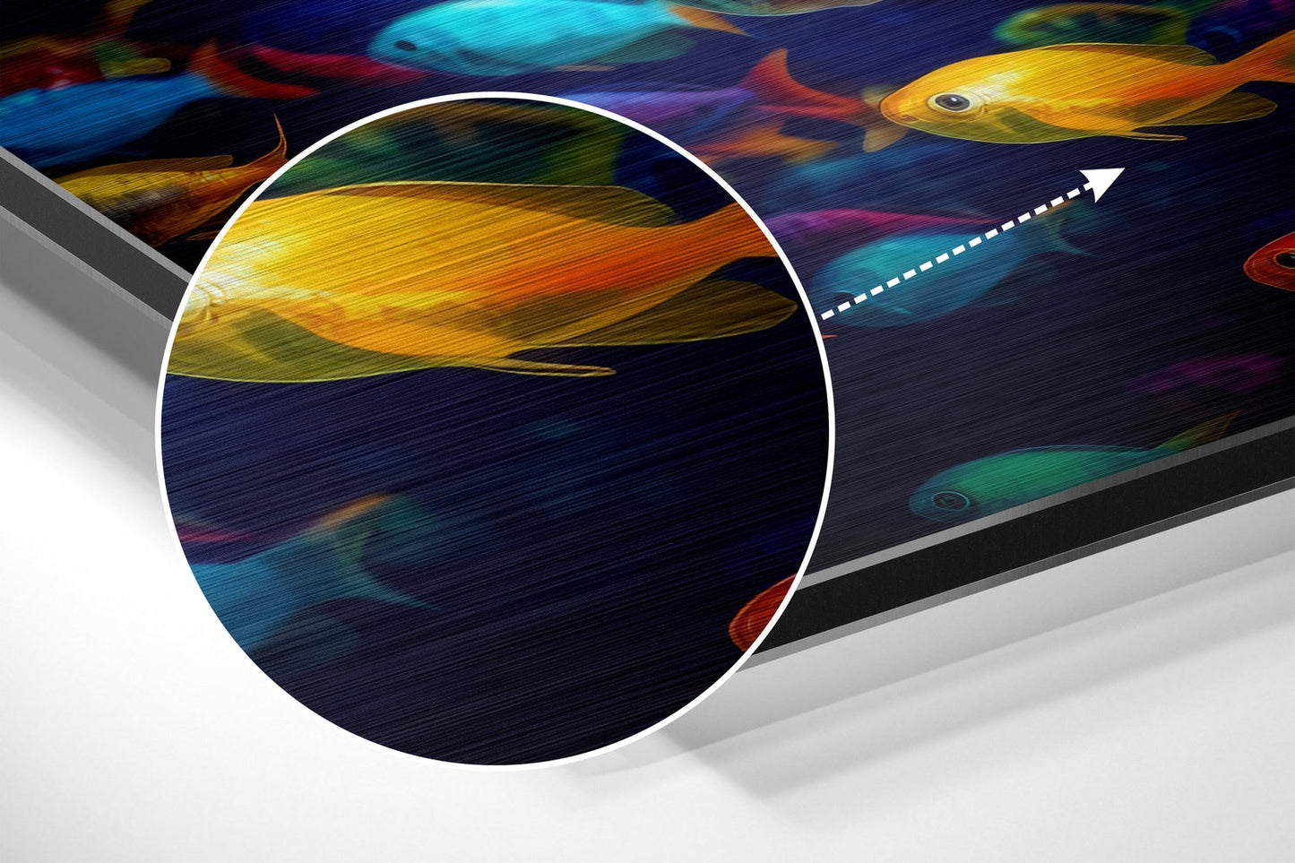 Rainbow Shoal of Tropical Fish Brushed Aluminum Dibond Wall Art