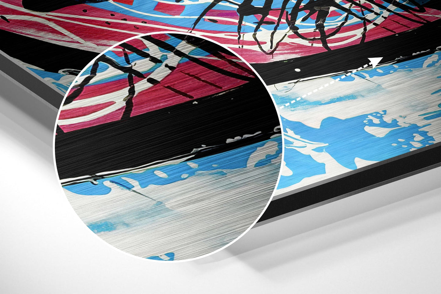 Kandinsky Black Drip Lines Primary Brushed Aluminum Dibond Wall Art