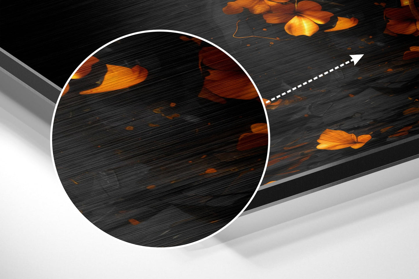 Golden Butterfly with Fiery Embers Brushed Aluminum Dibond Wall Art