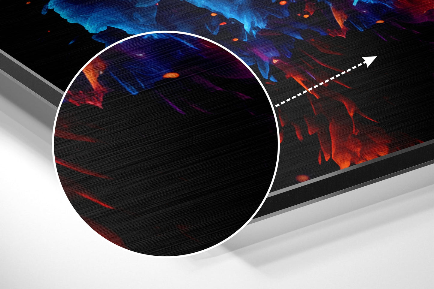 Fiery Powder Burst Brushed Aluminum Dibond Wall Art