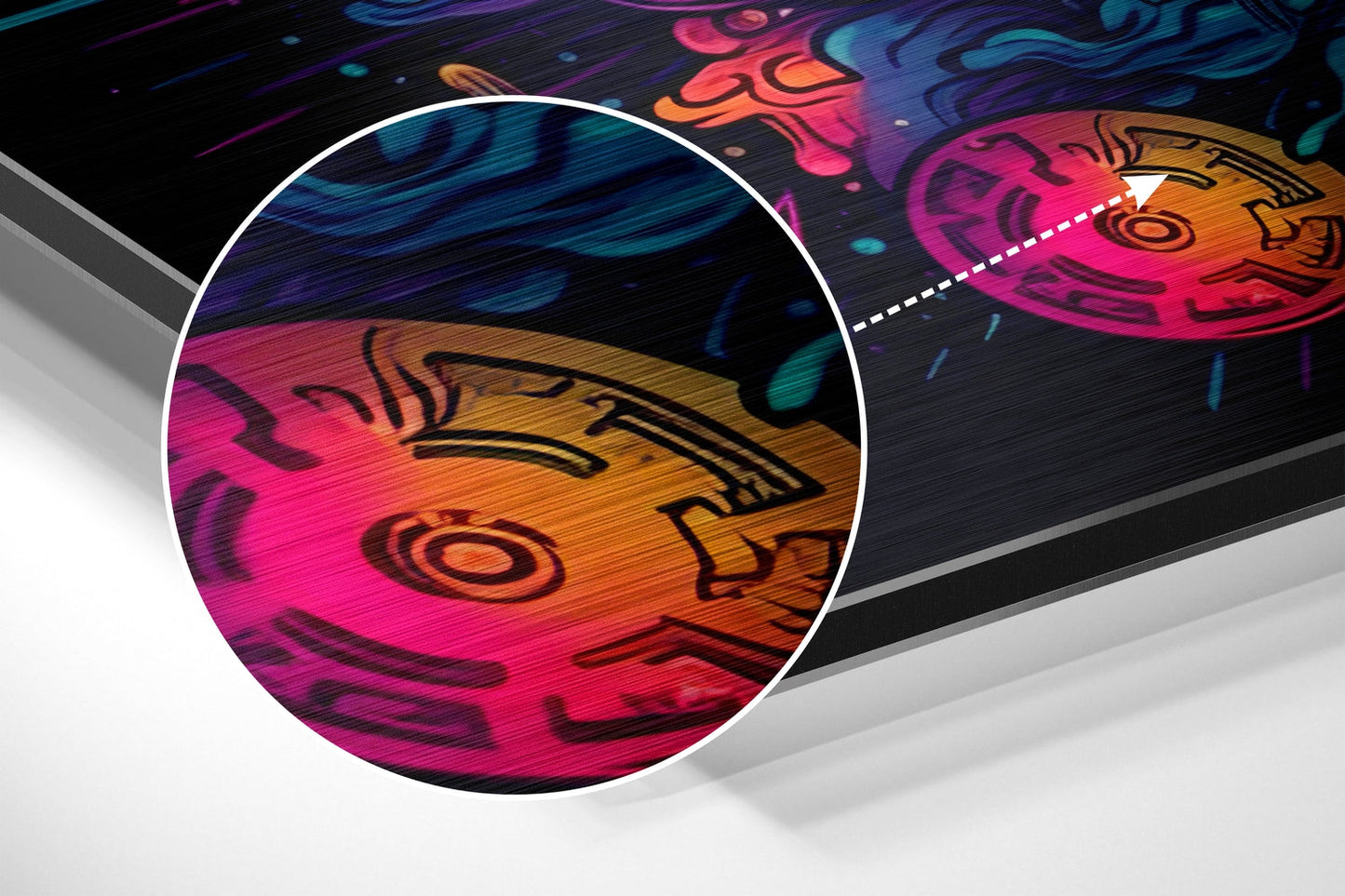 Neon Bitcoin Cosmic Burst Brushed Aluminum Dibond Wall Art