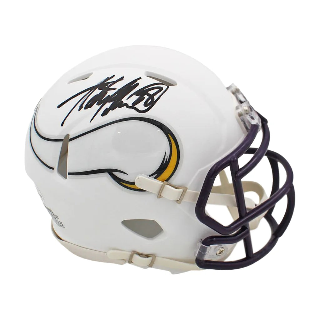 Adrian Peterson signed Vikings flat white mini helmet with autograph