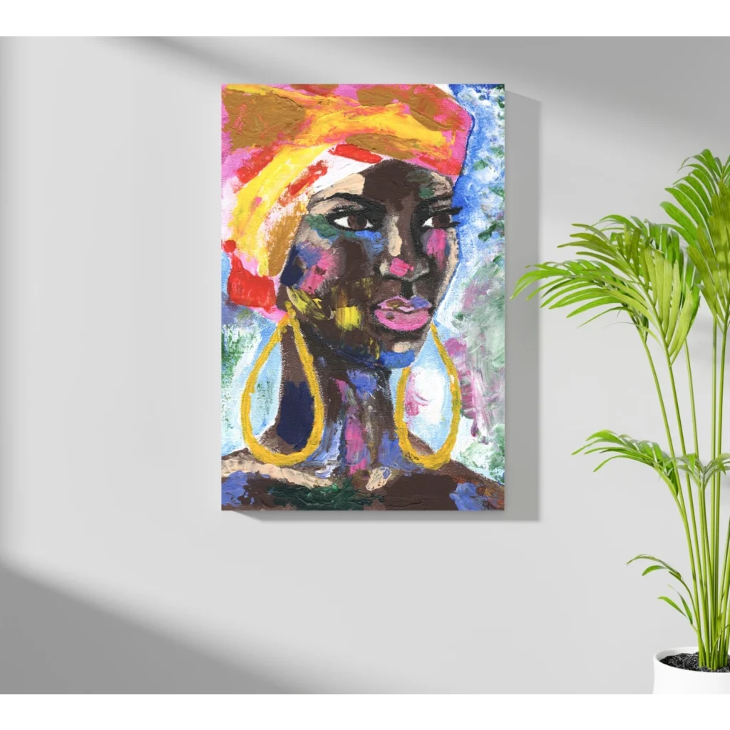 Vibrant abstract portrait of woman on Insigne aluminum print with bold colors