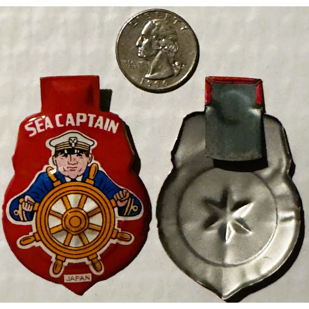 Vintage 1960s Sea Captain tin clicker toy whistle from Ahoy! Rare collection