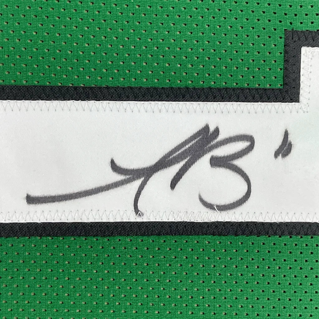 Framed AJ Brown signed Eagles green mesh jersey with photos