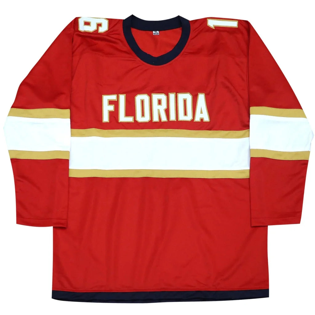 Aleksander Barkov autographed red custom hockey jersey with stripes