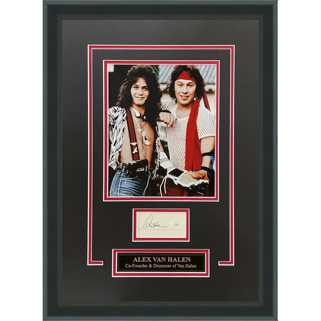 Alex Van Halen signed Van Halen photo frame in silver and black