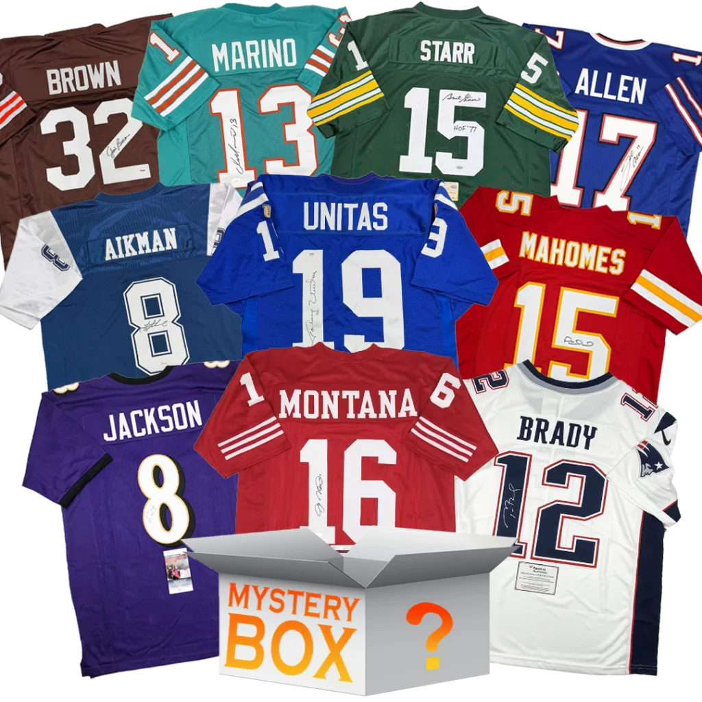 All-Time Pro Bowler Autographed Football Jersey Mystery Box with PSA JSA or Beckett COA | Hall of Fame Sports Memorabilia | vintageantiquesgifts.com
