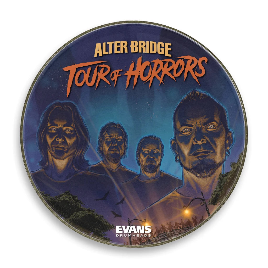 Alter Bridge Tour of Horrors drumhead with epic artwork for the Alter Bridge tour