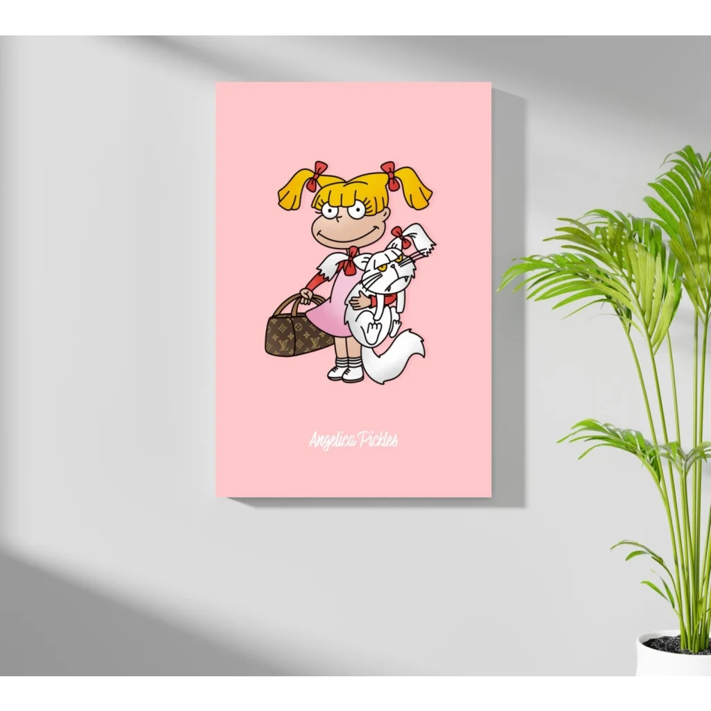 Insigne aluminum prints of blonde girl with white cat