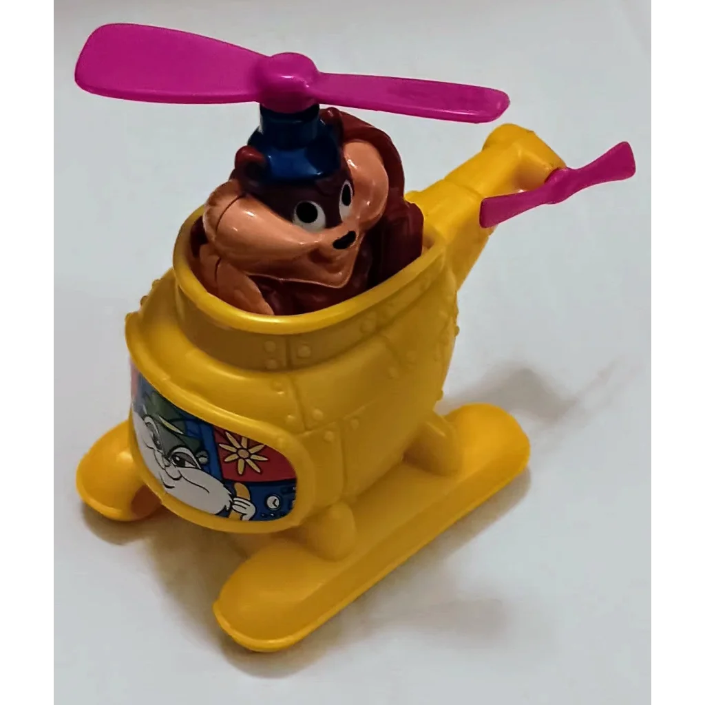Yellow Animaniacs helicopter Happy Meal toy with Slappy chipmunk inside