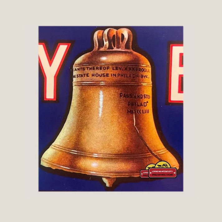 Golden Liberty Bell on blue background; text reads "PHILAD" and "MDCCCLIII"