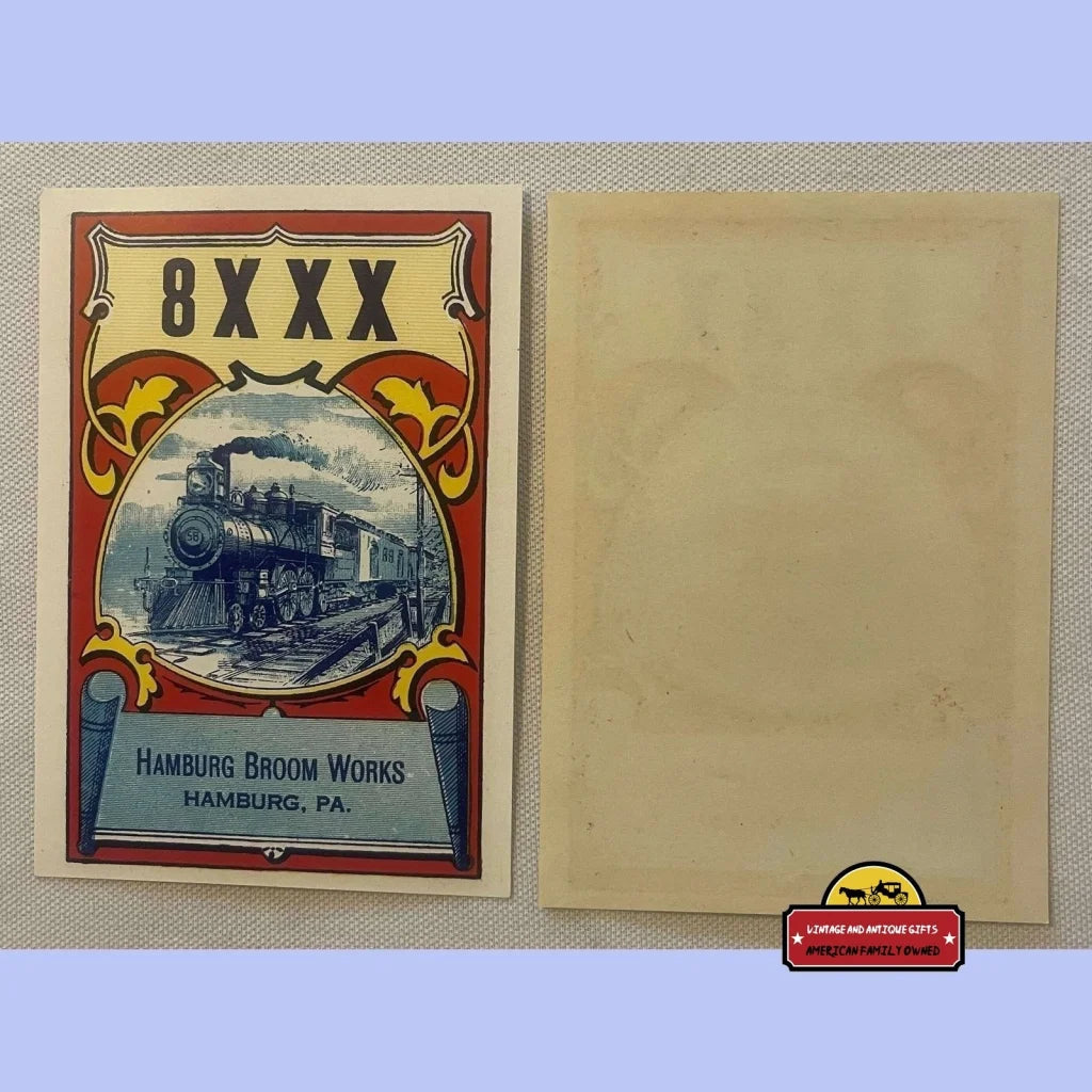 Antique Vintage 1910s - 1930s 8xxx Train Locomotive Broom Label Advertisements and Gifts Home page Timeless 1910s-1930s