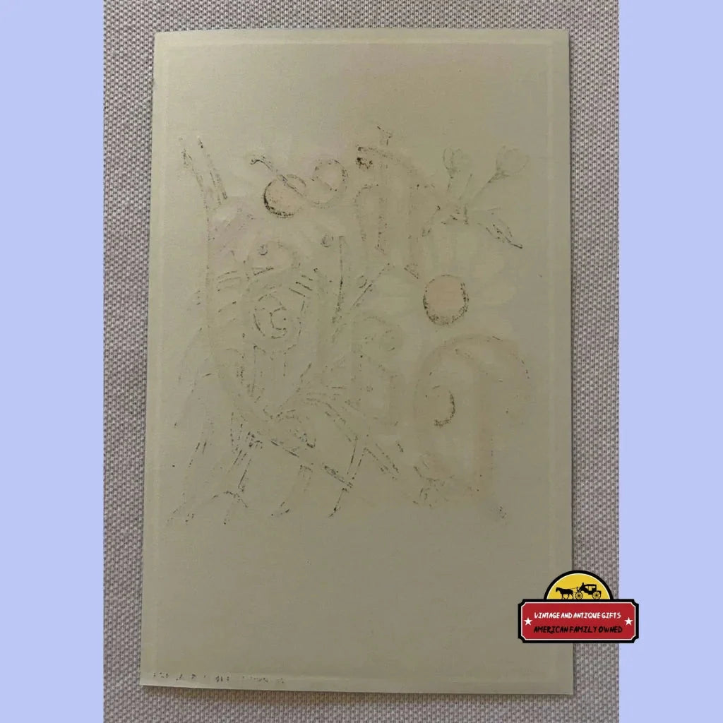 Embossed panel showcasing abstract patterns on a Rare Antique Daisy Broom Label