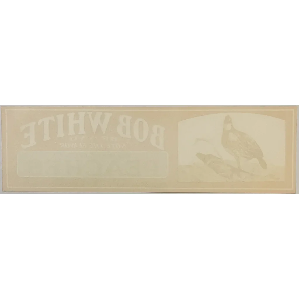 Beige rubber stamp with silhouette, perfect for Bob White crate collectors