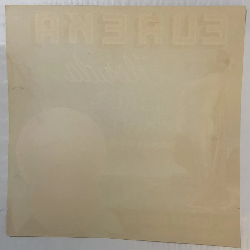 Beige canvas with texture, perfect for showcasing a Rare Antique Vintage Eureka Crate Label