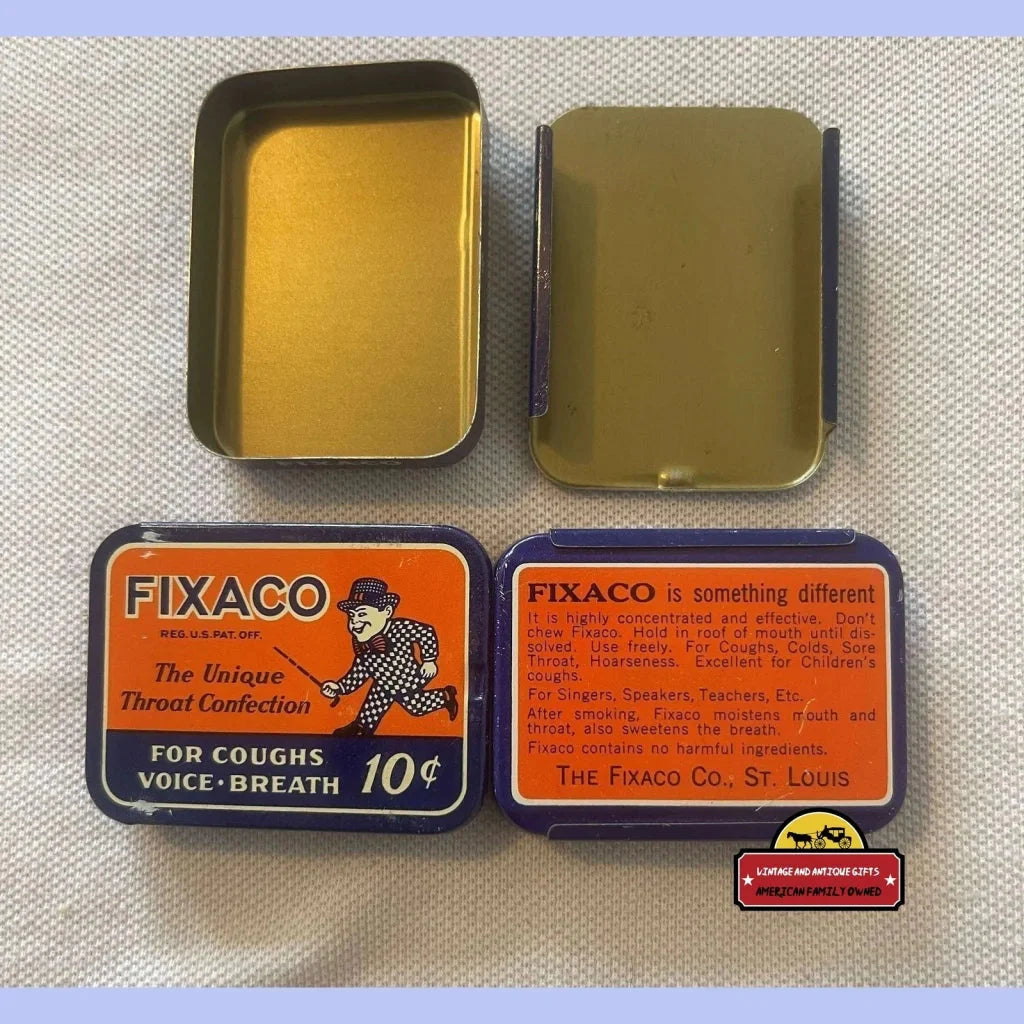Antique Vintage 1930s Fixaco Medicine Tin - NOS Pharmacy Doctor Collectibles Tins Rare - Captivating Collectible