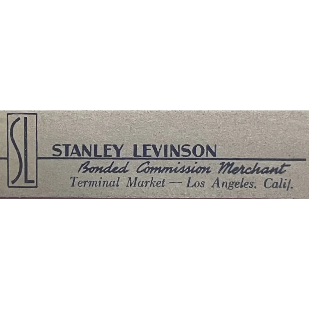 Antique 1950s Head Man crate label featuring Stanley Levinson’s business card design