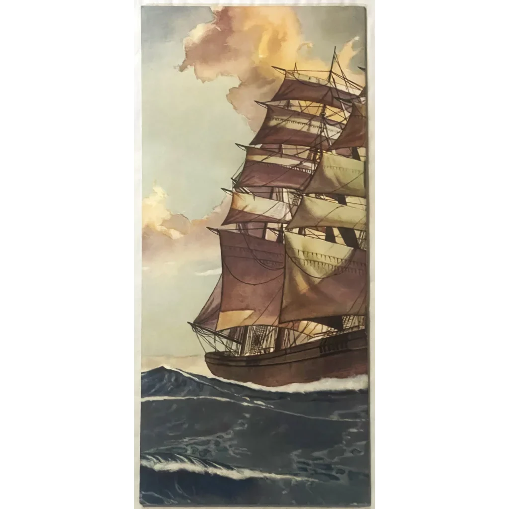 Majestic sailing ship in Rare 1956 Barqs Root Beer advertising pamphlet design