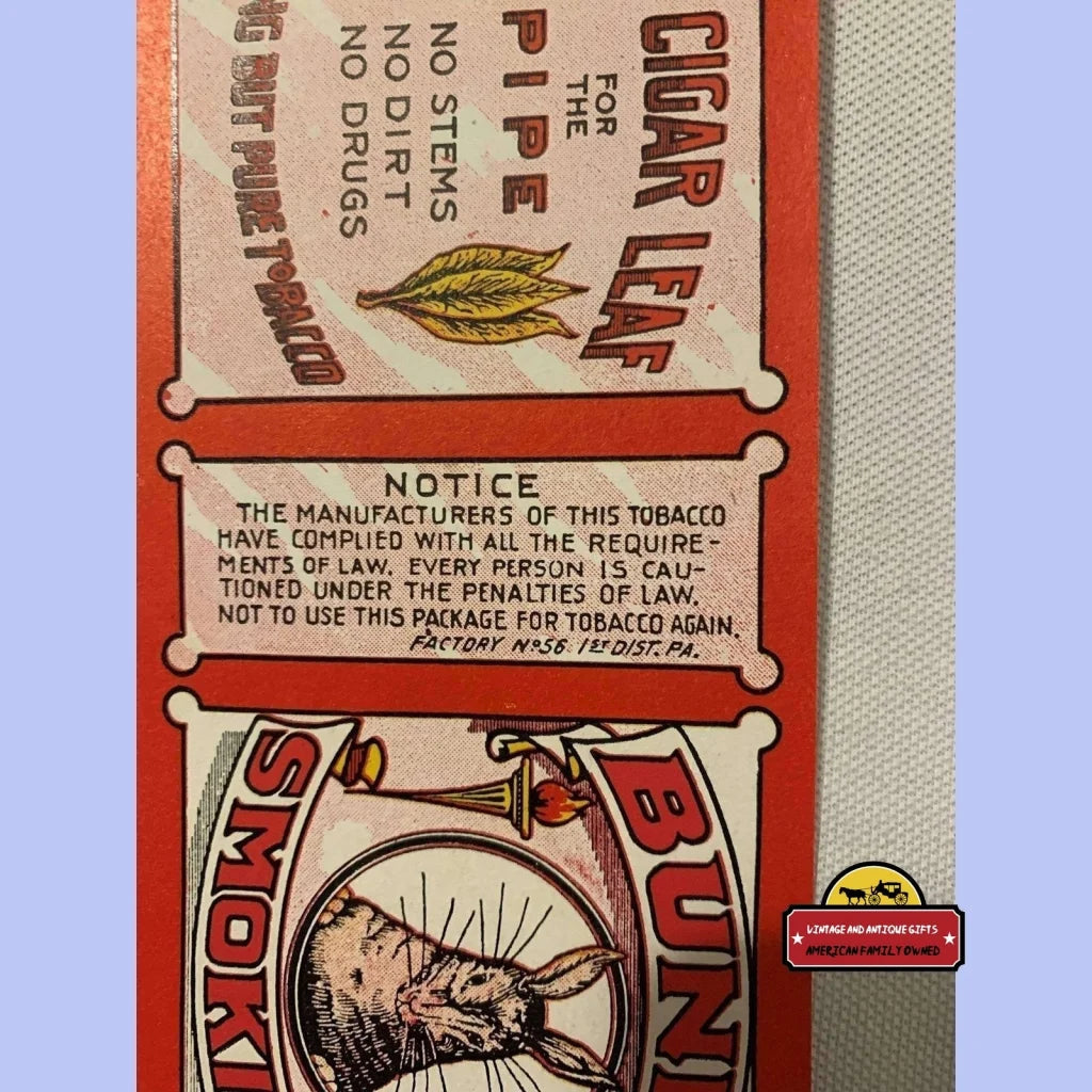 Antique Vintage Bunny Smoking Tobacco Label 1910s - 1930s Advertisements and Cigar Labels | Tobacciana Rare 1910s-1930s