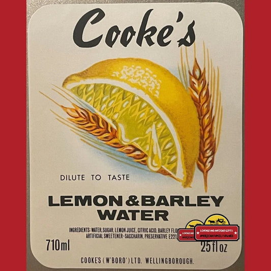 Antique Vintage Cooke’s Lemon And Barley Water Label Wellingborough England 1940s Advertisements and Soda Labels Step