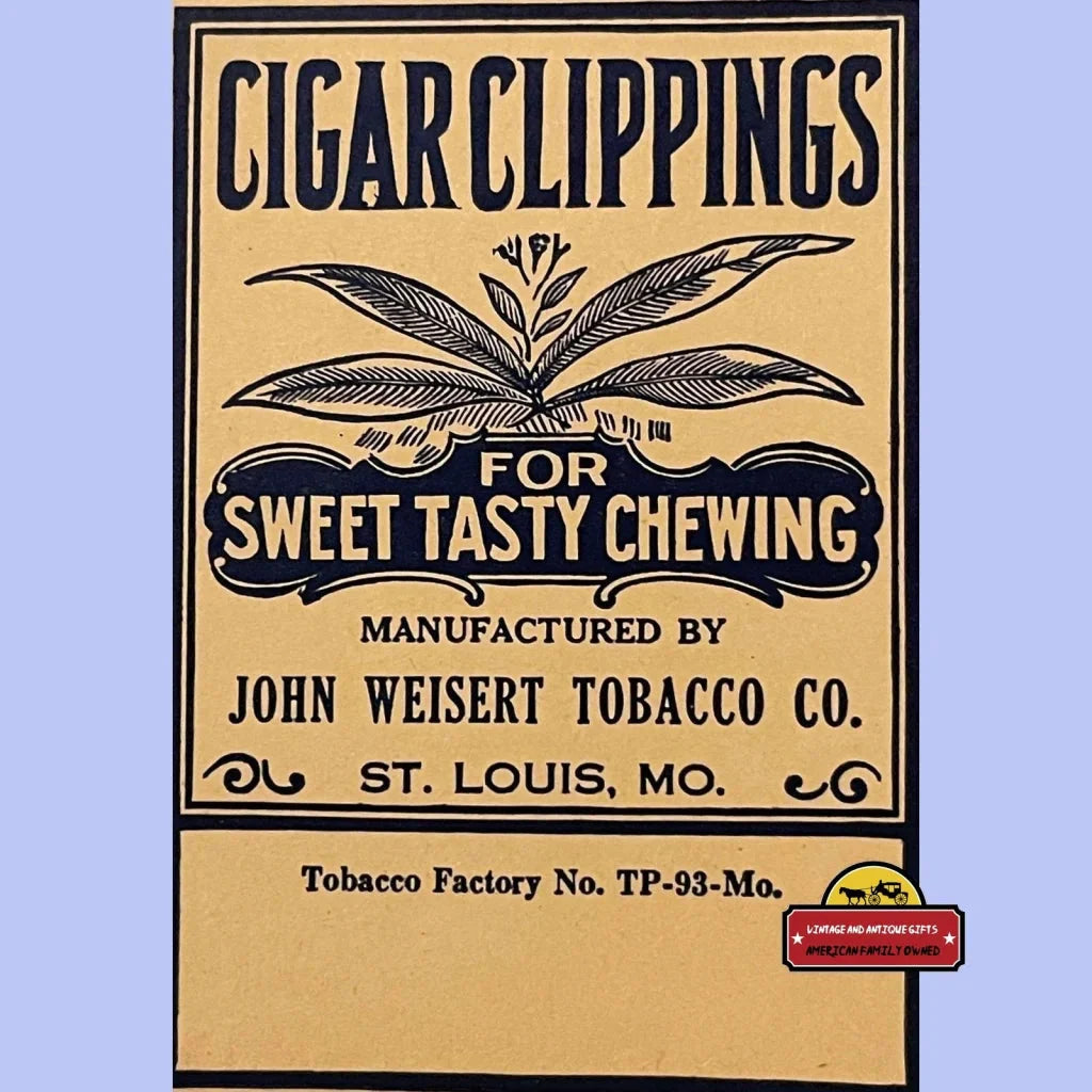 Rare John Weisert Cigar Clippings Bag 1930s 40s
