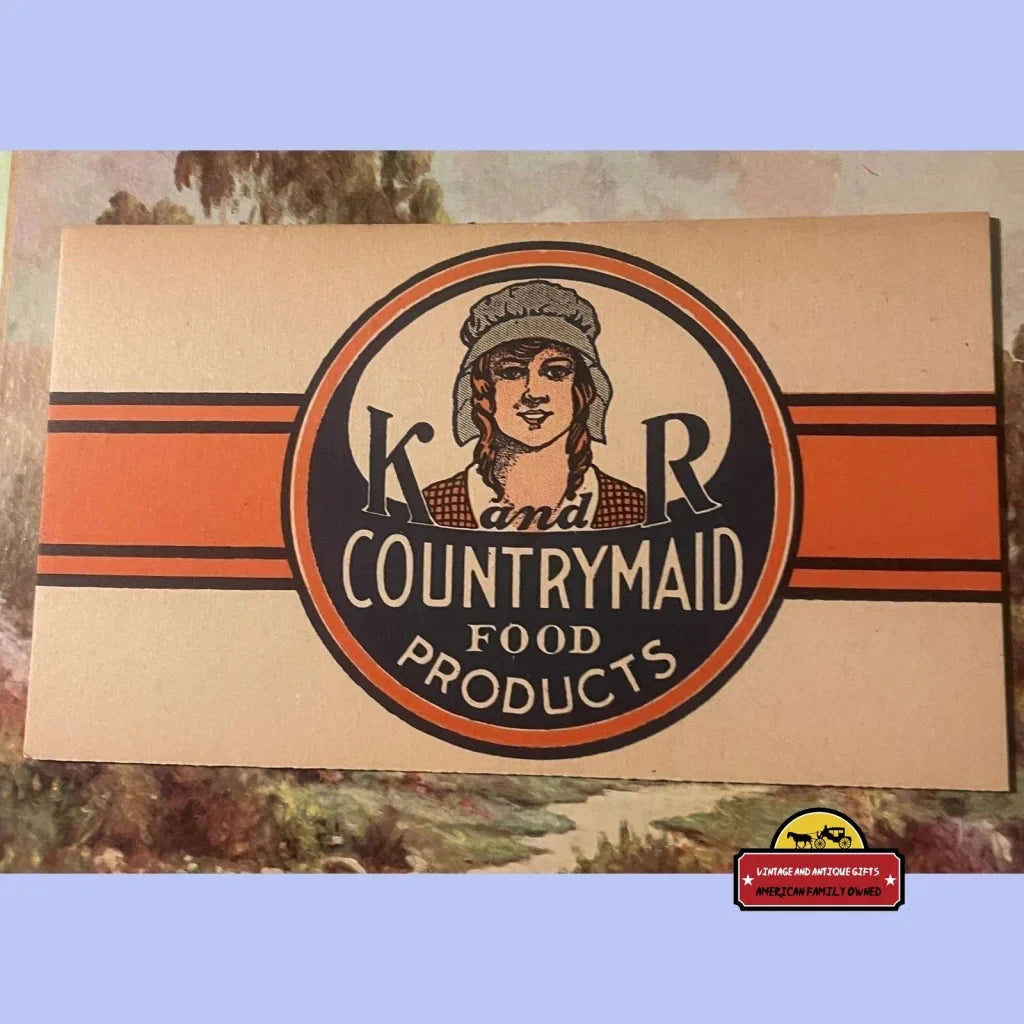Vintage Countrymaid sign featuring a woman’s portrait, perfect for antique gifts lovers