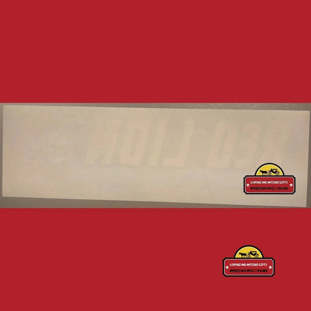 Name tag with cartoon face on Authentic 1950s Red Lion Antique Vintage Crate Label