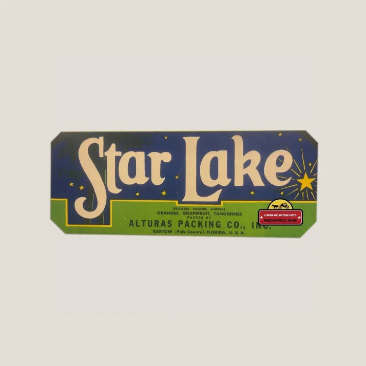 Whole Star Lake crate label with clipped corners from Alturas Packing Co., Bartow, Florida, on a light background
