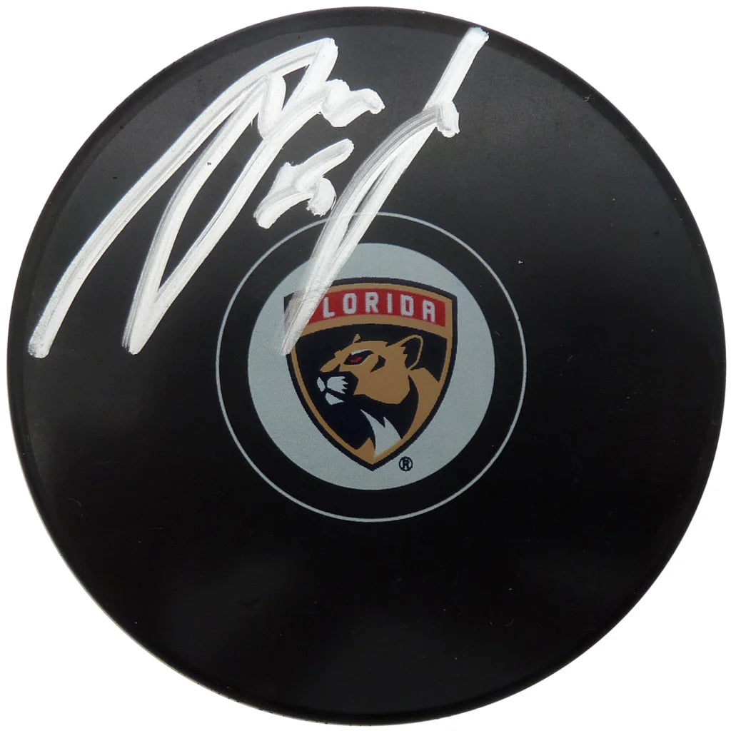 Anton Lundell autographed Florida Panthers black hockey puck JSA certified
