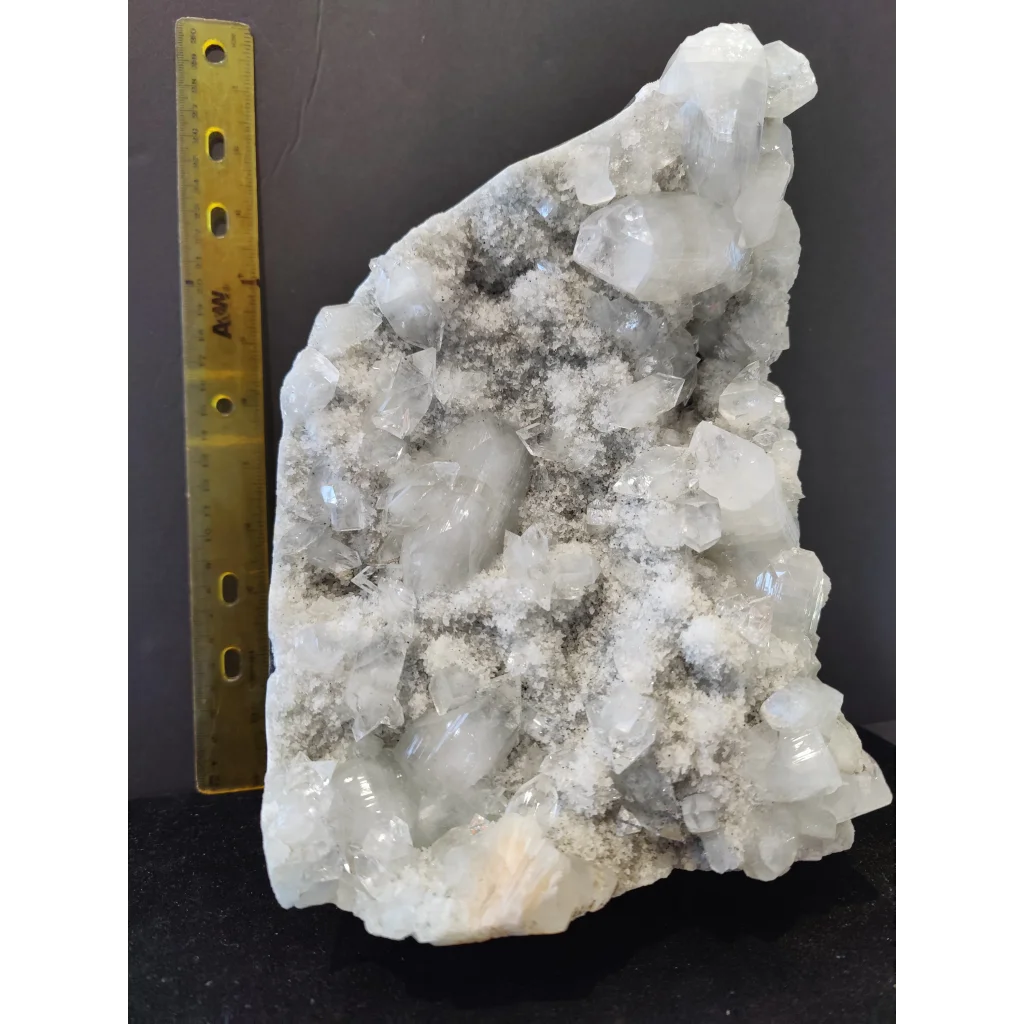 Translucent white Apophyllite quartz cluster with gray veins, 3690g specimen
