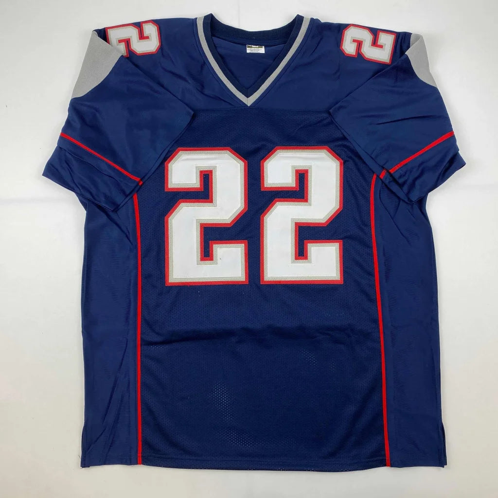 Navy blue custom jersey with white and red 22 from Professional Sports League