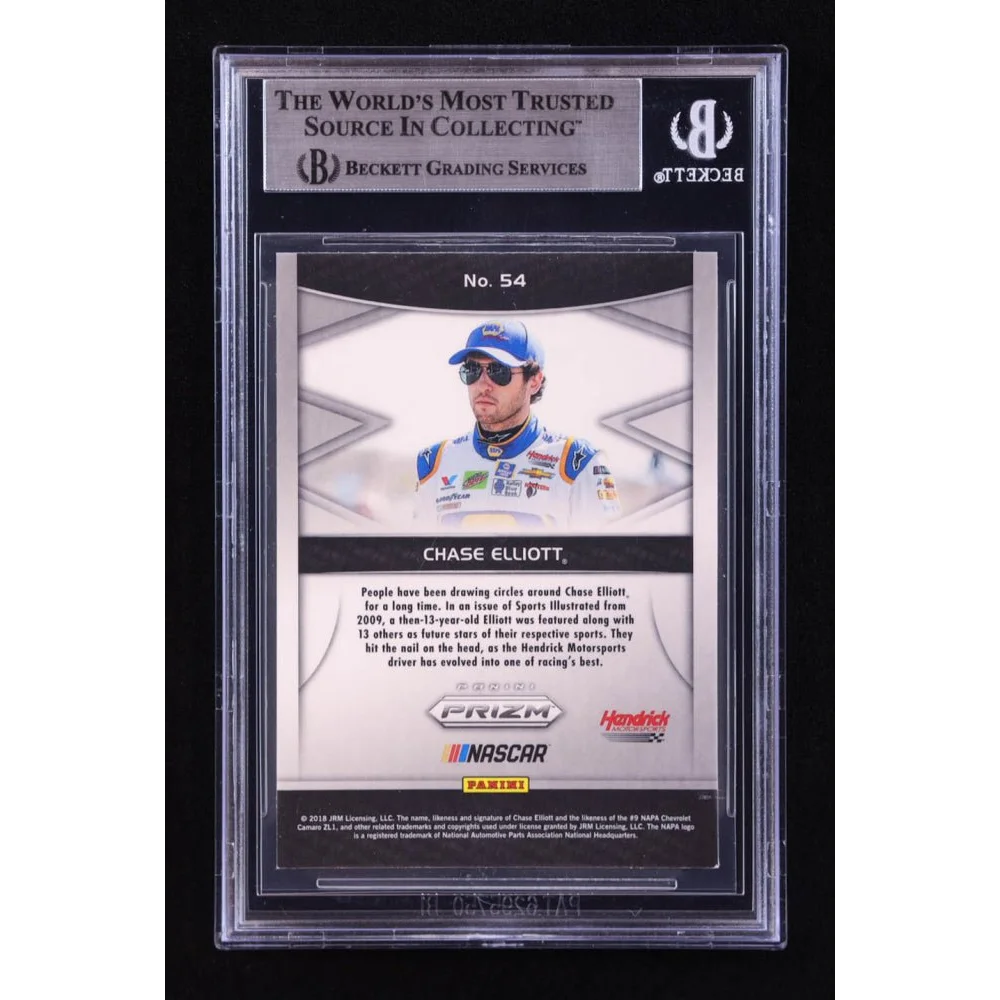 Chase Elliott graded NASCAR trading card from 2018 Panini Prizm collection