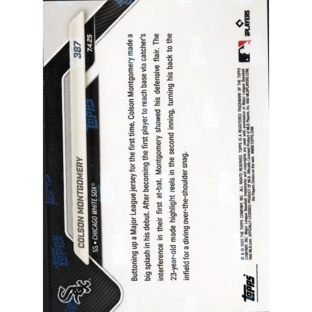 Authentic Colson Montgomery Baseball Trading Card with Certification image showing collectible card