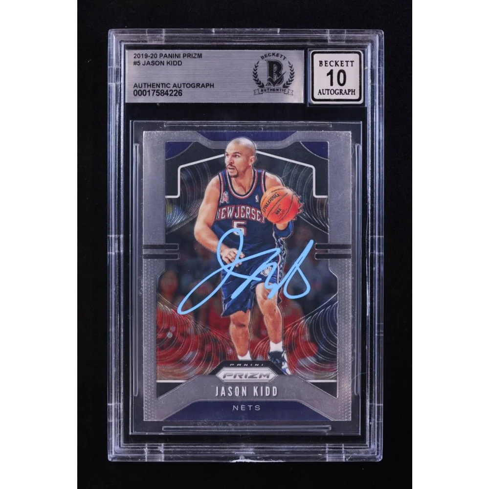 Graded basketball trading card featuring authentic Jason Kidd autograph in BGS HOF Legend product