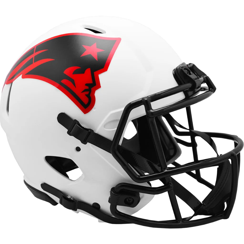White New England Patriots lunar helmet with black red accents