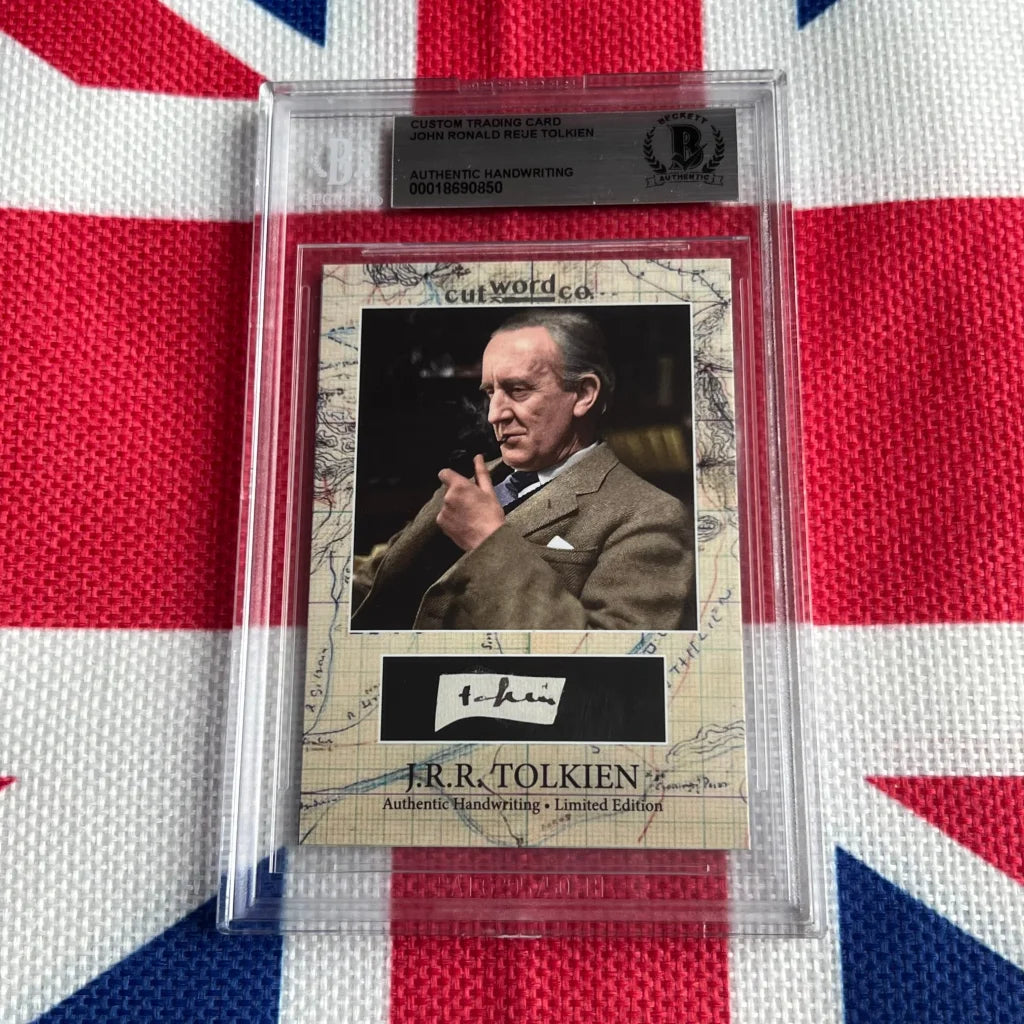 Authentic piece of J.R.R. Tolkien handwriting collectible with encapsulated word
