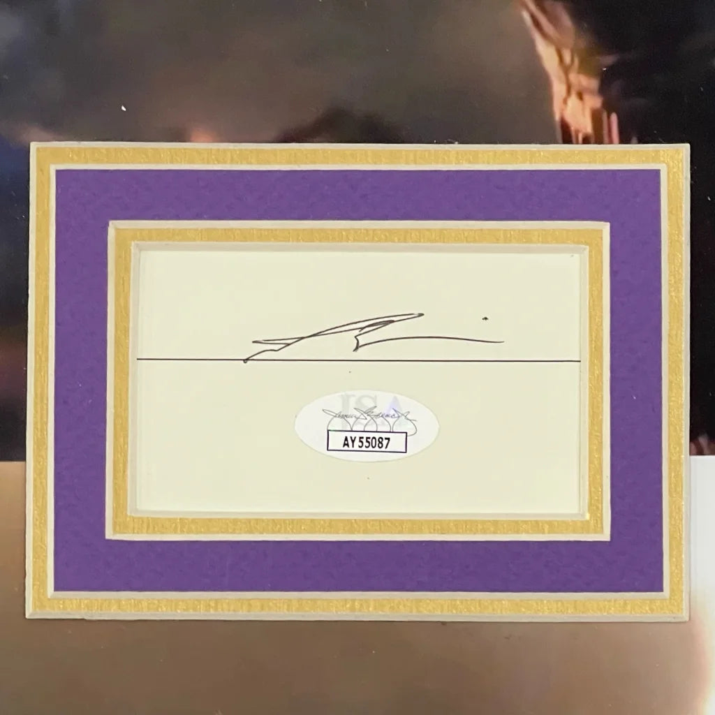 Autographed Avengers Endgame Snap deluxe framed poster in purple gold