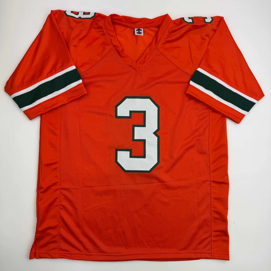 Autographed Akheem Mesidor Miami Orange College Football Jersey Beckett BAS COA | Authenticated Signed Sports Jersey | vintageantiquesgifts.com