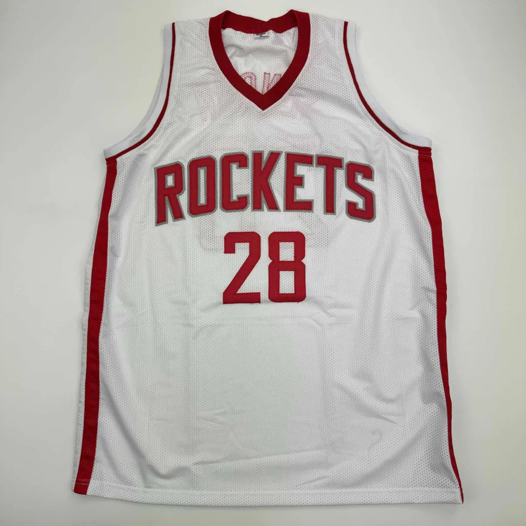 Alperen Sengun Houston white jersey sports memorabilia with red trim and numbers