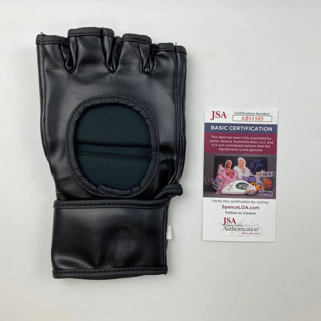 Autographed Amanda Nunes UFC black leather fingerless fighting glove