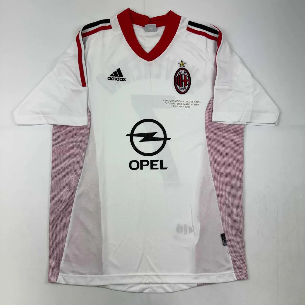 Autographed andriy shevchenko ac milan white soccer jersey with red accents adidas logo and opel sponsorship